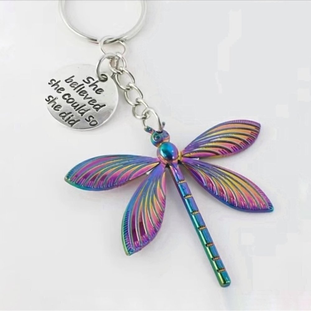Dragonfly  Keychain Charm Pendant Backpack Bag Charm Velvet Gift Pouch 2 Pieces
